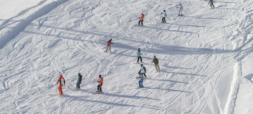 Der findes flere skiresorts omkring hotellet, som byder på 139 km præparerede løjper og I kan leje ski på hotellet