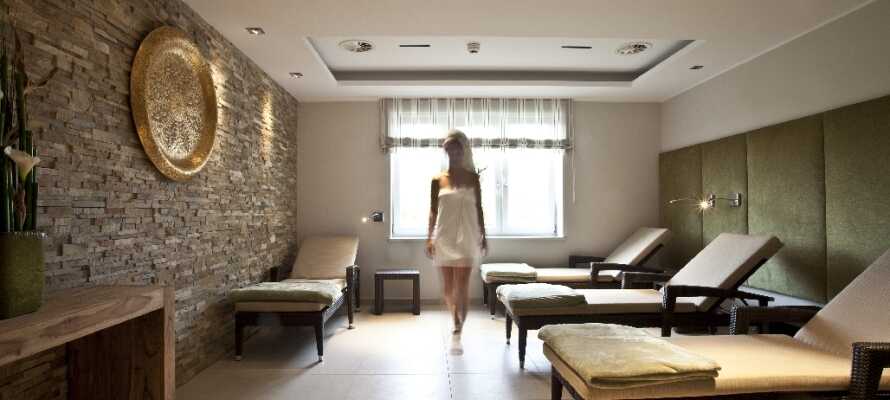 Koppla av i hotellets 520m² stora wellness- och spaområde, med bland annat finsk bastu och massage.