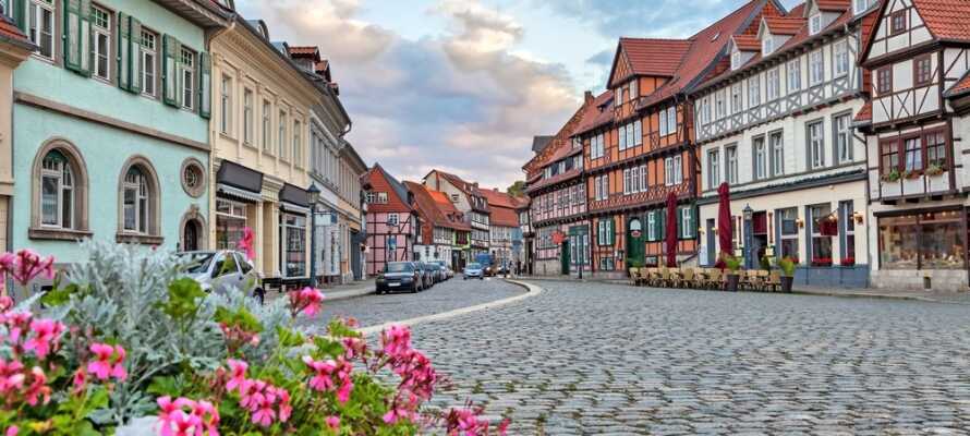 Machen Sie einen Familienausflug in den Harz und besuchen zum Beispiel. die schöne UNESCO-Stadt Quedlinburg.