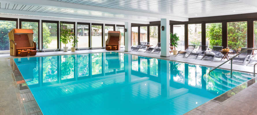 Wellnessområdet byder blandt andet på pool og sauna, og er det perfekte sted at slappe af efter en oplevelsesrig dag.