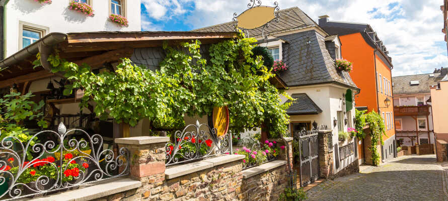 Besøg den charmerende vinby, Rüdesheim am Rhein, som huser den populære gågade, Drosselgasse.
