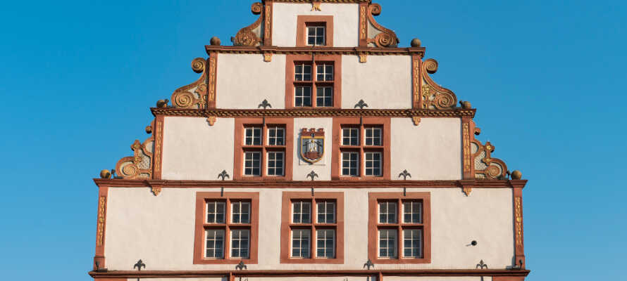 Die gepflegten alten Fachwerkhäuser im Zentrum von Bad Salzuflen sehen aus wie neu.