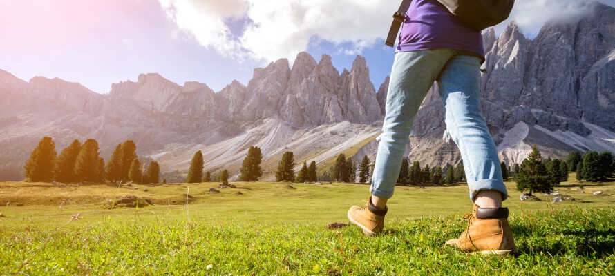 Hotellet tilbyder har alletiders udgangspunkt for vandre- og cykelture i de UNESCO-listede Dolomitter.
