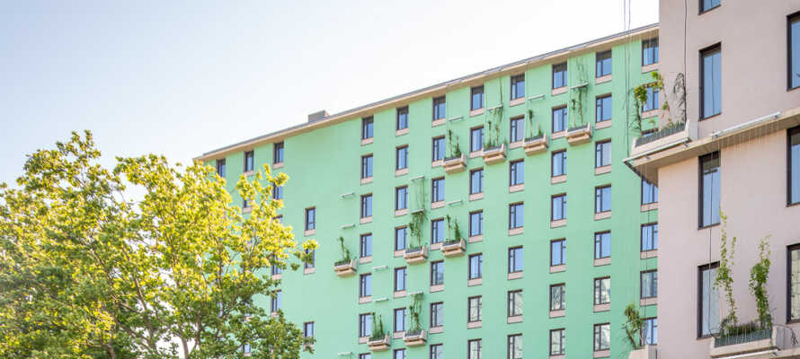 Hotellet ligger i det nybyggede kompleks, ’The Brick am Wienerberg’.