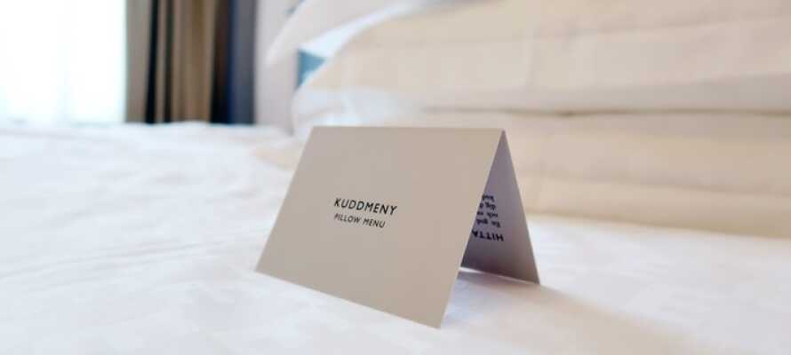 Sov godt: Vælg din yndlingspude i hotellets pudemenu.