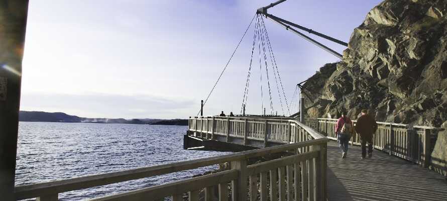 Promenera längs den vackra 9,3 km långa havspromenaden i Uddevalla, som löper från Lindesnär till 